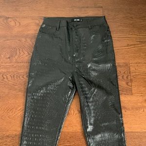 Black Croc Leather Trousers from Missguided